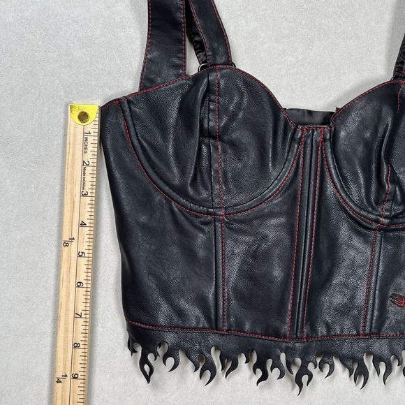New Dolls Kill X Hot Stuff Casper Return To Hell Black Vegan Leather Corset Sz S - Picture 8 of 11
